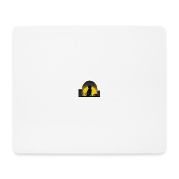 Die schwarze Katze in der Vollmondnacht - Mousepad (Querformat) - Weiß - Vorne