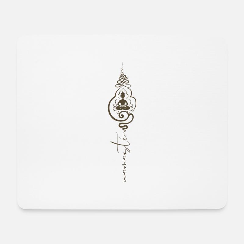 Buddha Kopf mit Namasté Schriftzug Yoga Spruch - Mousepad (Querformat) - Weiß