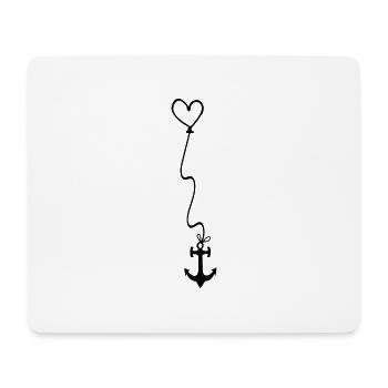 Anchor with heart on rope - wind force north storm - Mouse Pad (horizontal) - white - Front