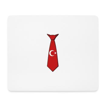 Cravate rouge avec croissant de lune et étoile - Tapis de souris (format paysage) - blanc - Devant