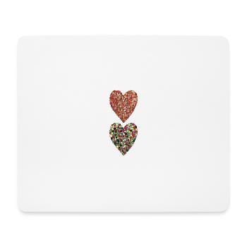 herzen bunt - Mousepad (Querformat) - Weiß - Vorne