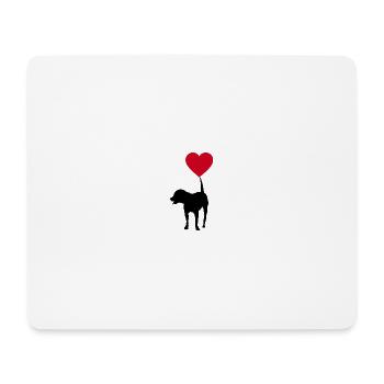 Hund mit Herzballon (Rottweiler) - Mousepad (Querformat) - Weiß - Vorne