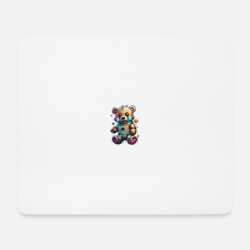 Ours robot - Tapis de souris (format paysage) - blanc
