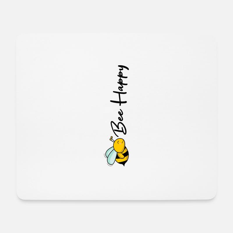 Bee Happy - Mousepad (Querformat) - Weiß