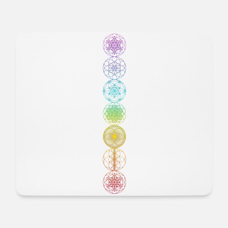 Heilige Geometrie 7 Chakren Spirituelle Kunst - Mousepad (Querformat) - Weiß