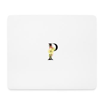 Elegant letter 'P' with flowers - Mouse Pad (horizontal) - white - Front