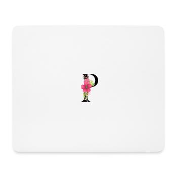 Elegant letter 'P' with flowers - Mouse Pad (horizontal) - white - Front