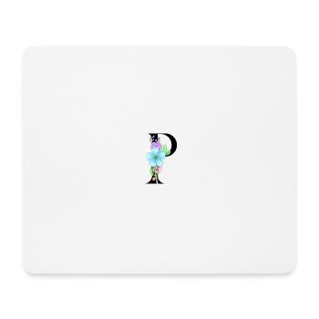 Elegant letter 'P' with flowers - Mouse Pad (horizontal) - white - Front