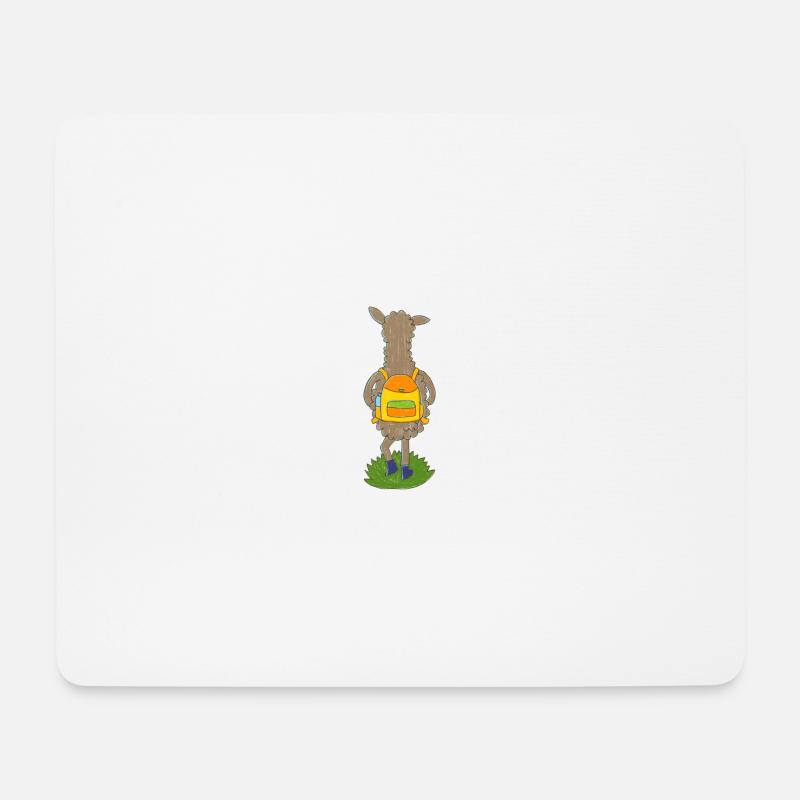 Lama mit buntem Rucksack - Mousepad (Querformat) - Weiß