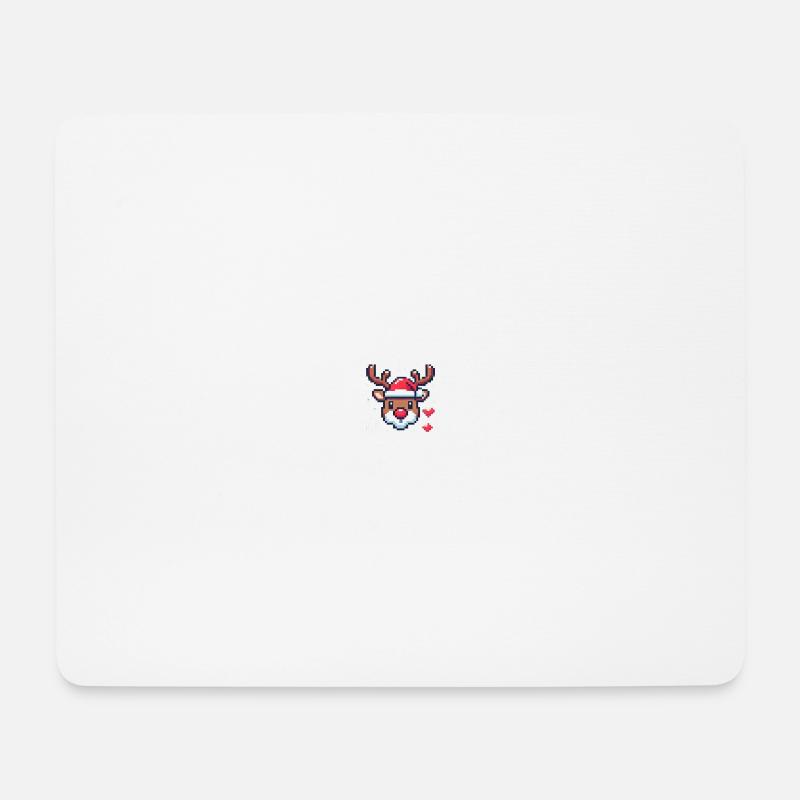 8 Bit Weihnachts Rentierkopf - Mousepad (Querformat) - Weiß
