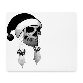 Totenkopf Frau Weihnachten Mütze Zöpfe - Mousepad (Querformat) - Weiß - Vorne