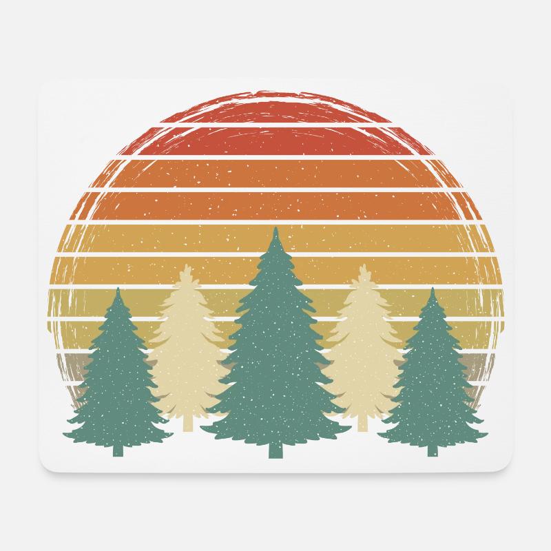 Sunset Bäume Vintage Wald Grunge Baum Retro Natur - Mousepad (Querformat) - Weiß
