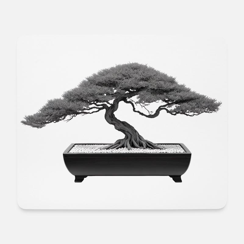 Bonsai Lärche in Schale Japan Japanisch - Mousepad (Querformat) - Weiß
