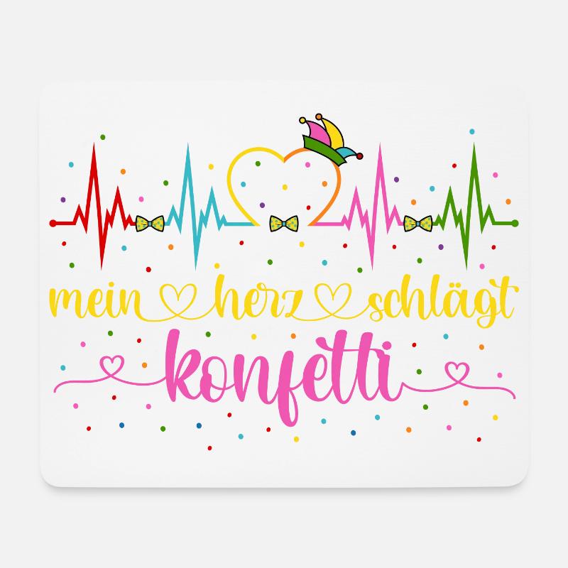 Fasching Herzschlag EKG Mein Herz schlägt Konfetti - Mousepad (Querformat) - Weiß
