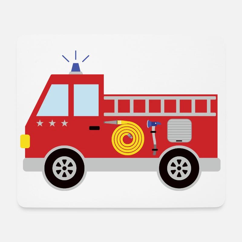 Feuerwehrauto mit Sternen - Mousepad (Querformat) - Weiß