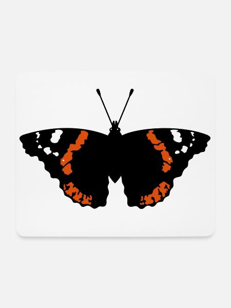 Schmetterling (Falter, Admiral, Vanessa Atalanta) - Mousepad (Querformat) - Weiß