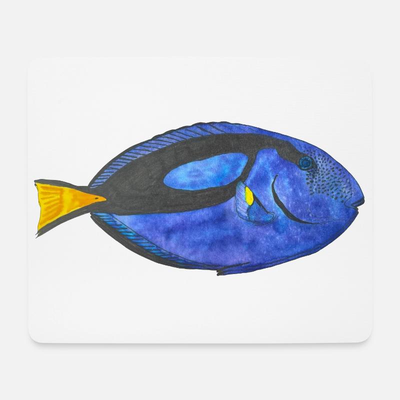 Blue Surgeonfish Snorkeling Fish Aquarium Reef - Tapis de souris (format paysage) - blanc