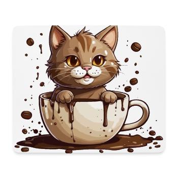 KATZEN LIEBE KAFFEE KATZE - Mousepad (Querformat) - Weiß - Vorne
