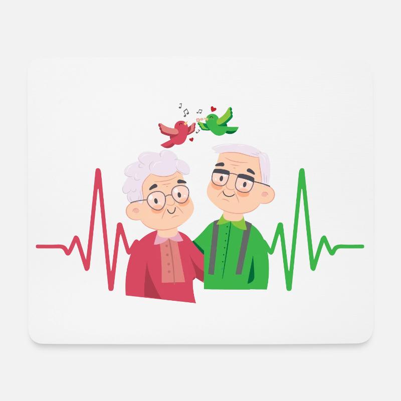 Senioren Herzschlag Pflege EKG Puls - Mousepad (Querformat) - Weiß