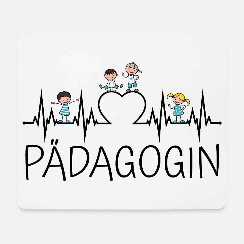 Pädagogin Herzschlag mit Herz und Kindern - Mousepad (Querformat) - Weiß