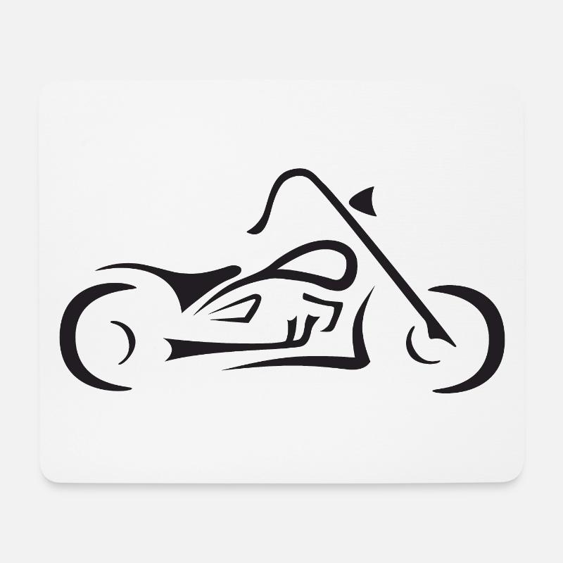 Cruiser Motorrad Tribal Biker Strichzeichnung - Mousepad (Querformat) - Weiß