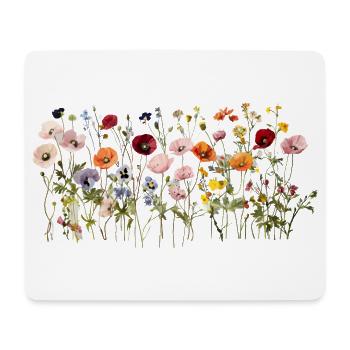 Prairie de fleurs sauvages – Fleurs d’aquarelle naturelles - Tapis de souris (format paysage) - blanc - Devant
