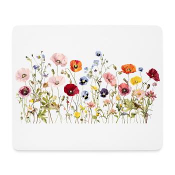 Prairie de fleurs sauvages – Fleurs d’aquarelle naturelles - Tapis de souris (format paysage) - blanc - Devant