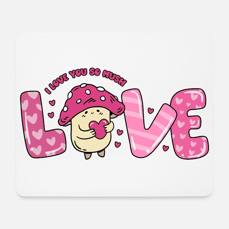 Liebe Herz Pilz verliebt Paare Spruch Valentinstag - Mousepad (Querformat) - Weiß
