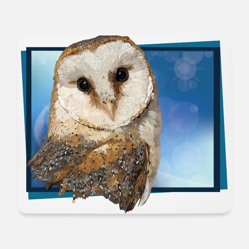 Schleiereule - Mousepad (Querformat) - Weiß