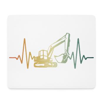 Herzschlag Herzlinie Herzfrequenz Bagger EKG Puls - Mousepad (Querformat) - Weiß - Vorne