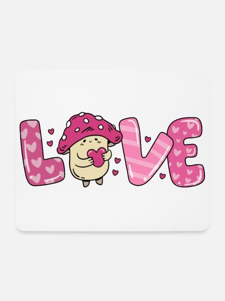Mushroom in love heart couples valentine's day - Mouse Pad (horizontal) - white
