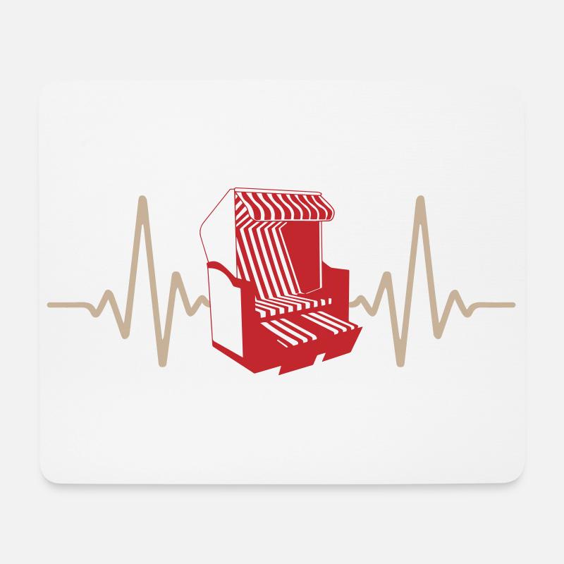 Herzschlag Strandkorb | Nordsee Vibes - Mousepad (Querformat) - Weiß