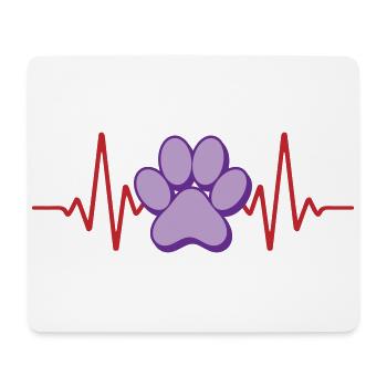 Herzschlag Pfote Hunde | Farben änderbar - Mousepad (Querformat) - Weiß - Vorne