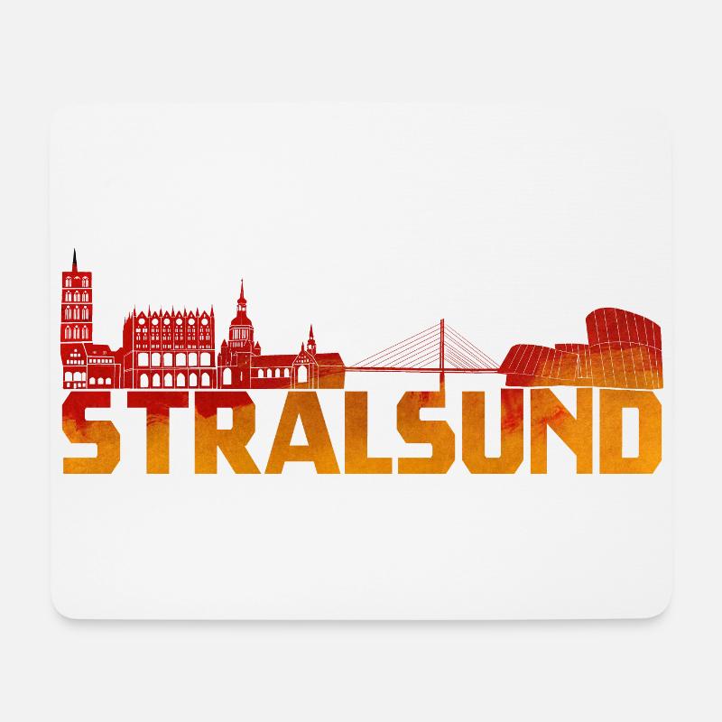 Hansestadt Stralsund Silhouette Skyline Ozeaneum B - Mousepad (Querformat) - Weiß