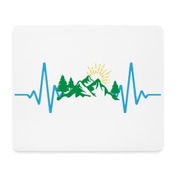 Herzschlag Berge | Farben änderbar - Mousepad (Querformat) - Weiß - Vorne