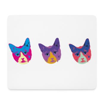 chats visages,3 chats,warhol, tête de chat,chat - Tapis de souris (format paysage) - blanc - Devant