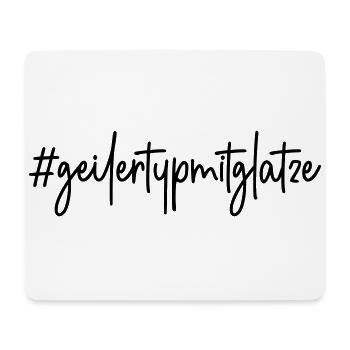 #geilertypmitglatze # geiler Typ mit Glatze - Mousepad (Querformat) - Weiß - Vorne