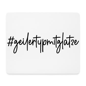 #geilertypmitglatze # geiler Typ mit Glatze - Mousepad (Querformat) - Weiß - Vorne