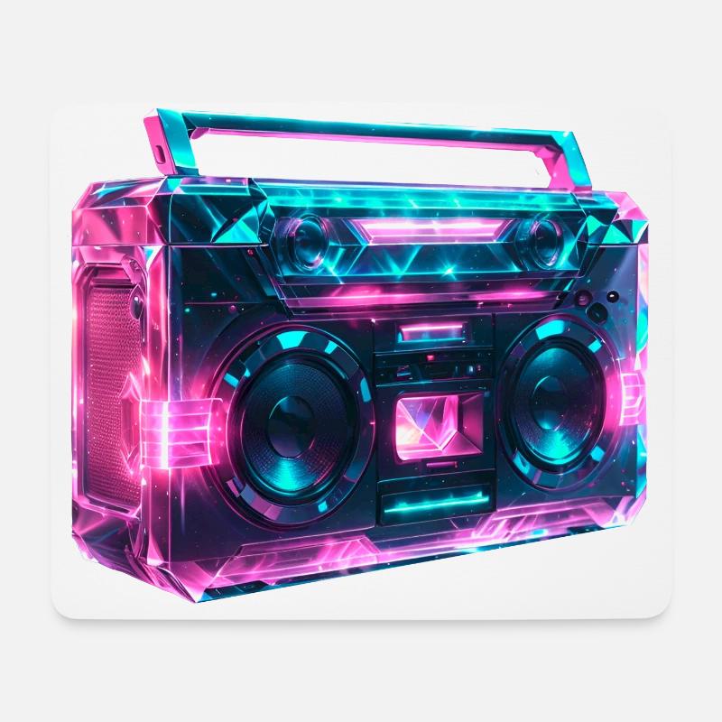 Boom box Cassettenrecorder retro wave - Mousepad (Querformat) - Weiß