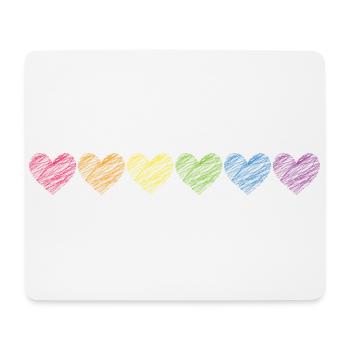 Pride Herzen Kritzelherzchen Regenbogenfarben - Mousepad (Querformat) - Weiß - Vorne