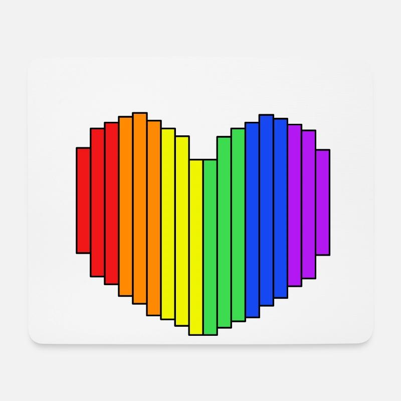 Rainbow Heart Design - Mousepad (Querformat) - Weiß