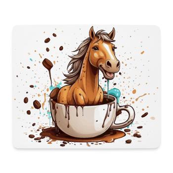 REITER PONY REITEN KAFFEE PFERD - Mousepad (Querformat) - Weiß - Vorne