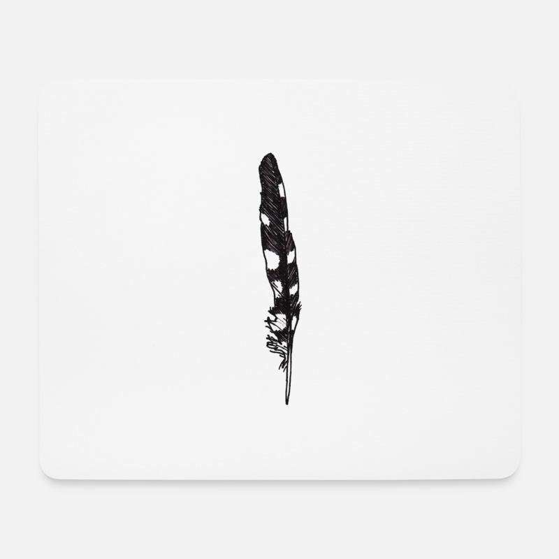 Feder Gepunktet Handgezeichnet (Buntspecht) - Mousepad (Querformat) - Weiß