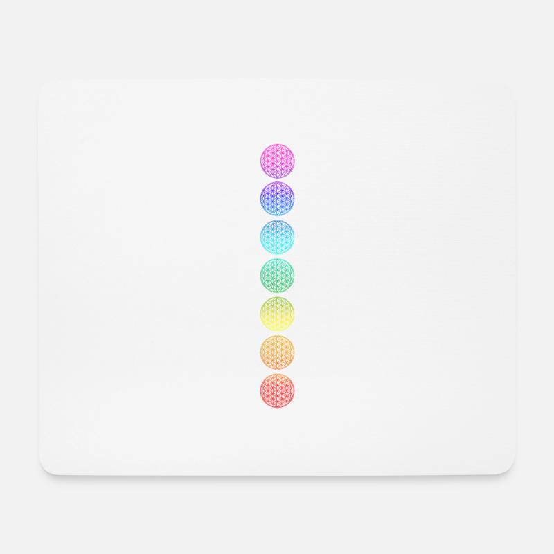 Blume des Lebens - Chakra Farben - Mousepad (Querformat) - Weiß