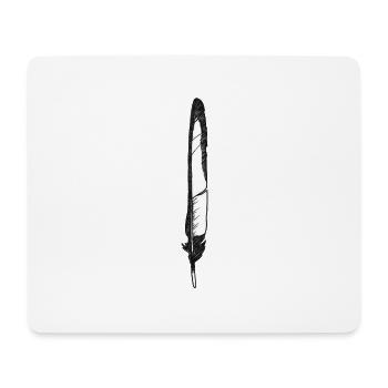 Feder schwarz-weiß handgezeichnet (Elster) - Mousepad (Querformat) - Weiß - Vorne
