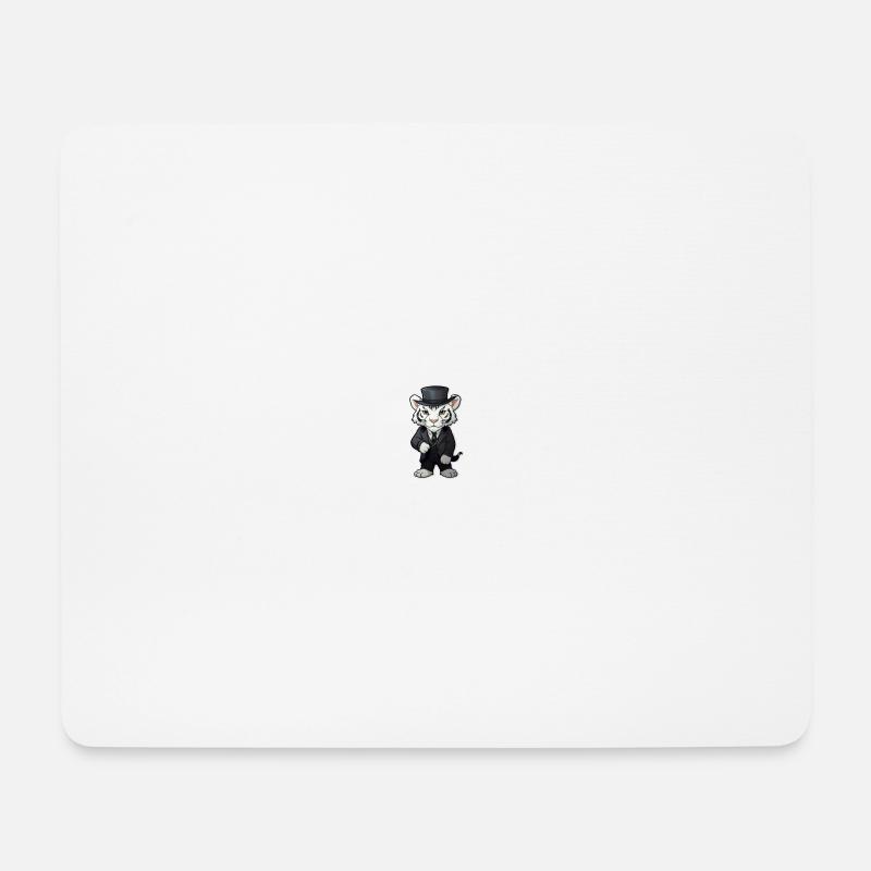cute white tiger wearing a black suit and hat - Mouse Pad (horizontal) - white