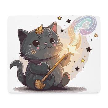 Witty Cat Wizard - Mouse Pad (horizontal) - white - Front