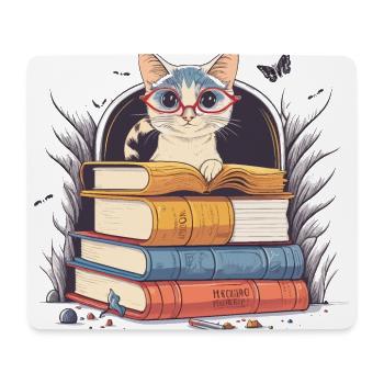 Merveilles fantaisistes : un chat curieux et une tour de Bo - Tapis de souris (format paysage) - blanc - Devant