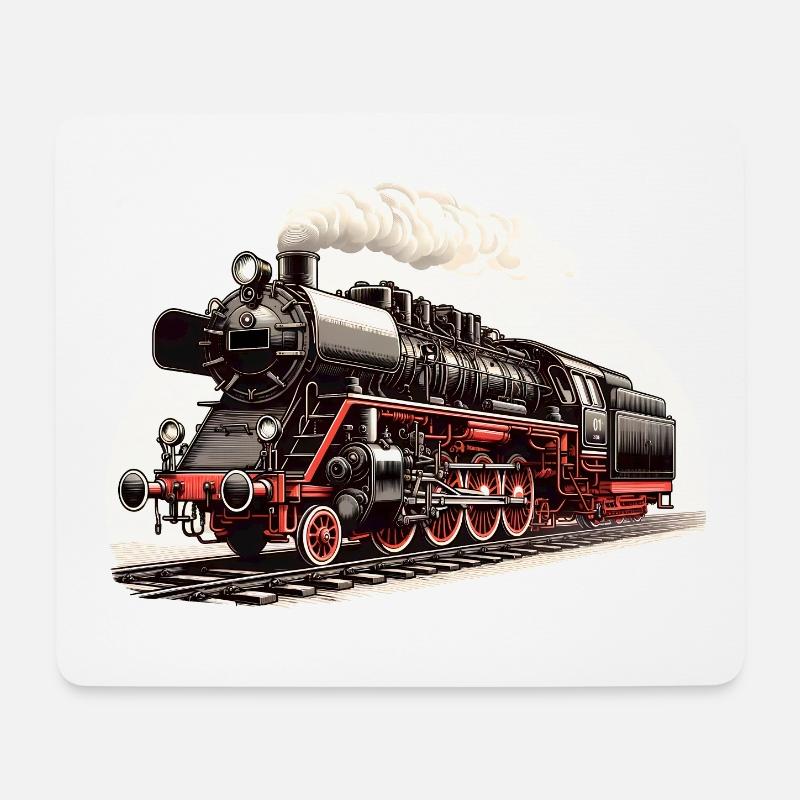 Illustration einer klassischen Dampflok - Mousepad (Querformat) - Weiß