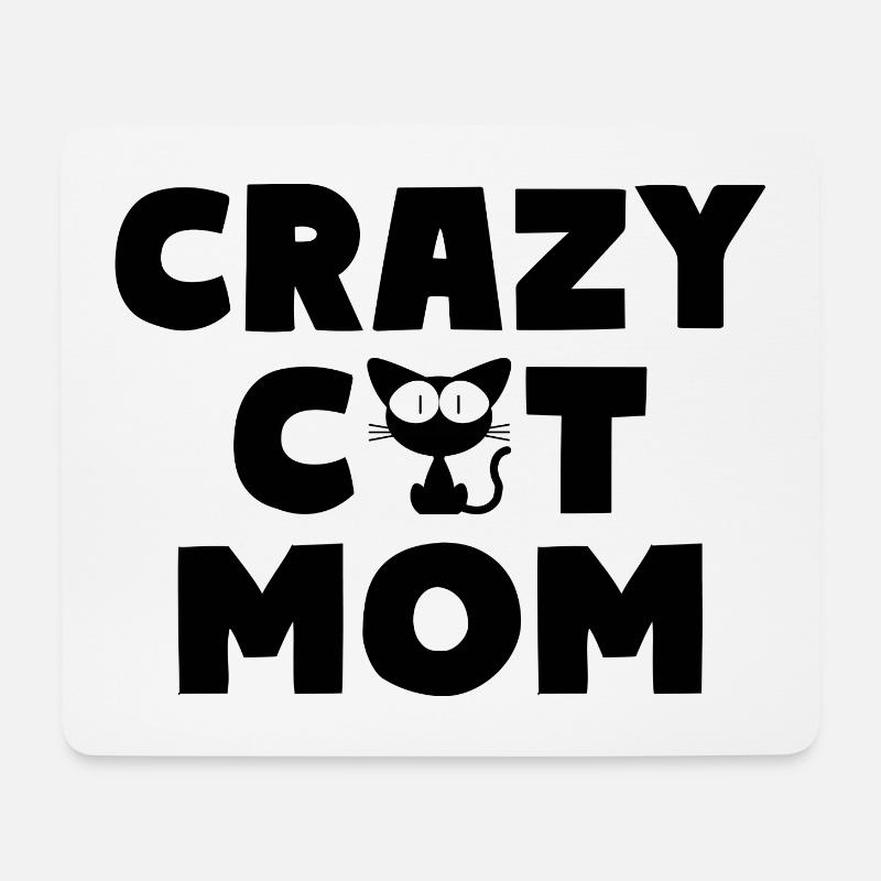 CRAZY CAT MOM Katzenbesitzer - Mousepad (Querformat) - Weiß